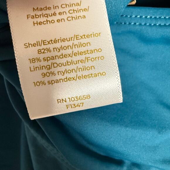 Anne Cole Twist Front Shirred One Piece Swimsuit in Deep Sea Blue Size 16W - Picture 13 of 13